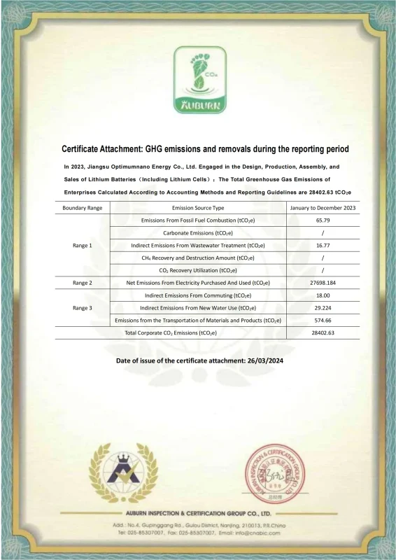 温室气体核查声明认证证书