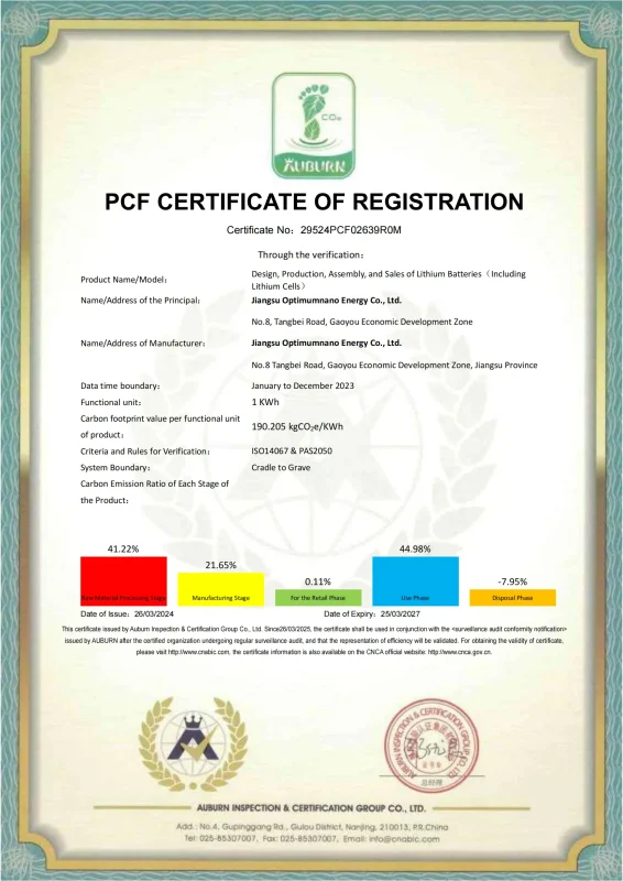 产品碳足迹认证证书
